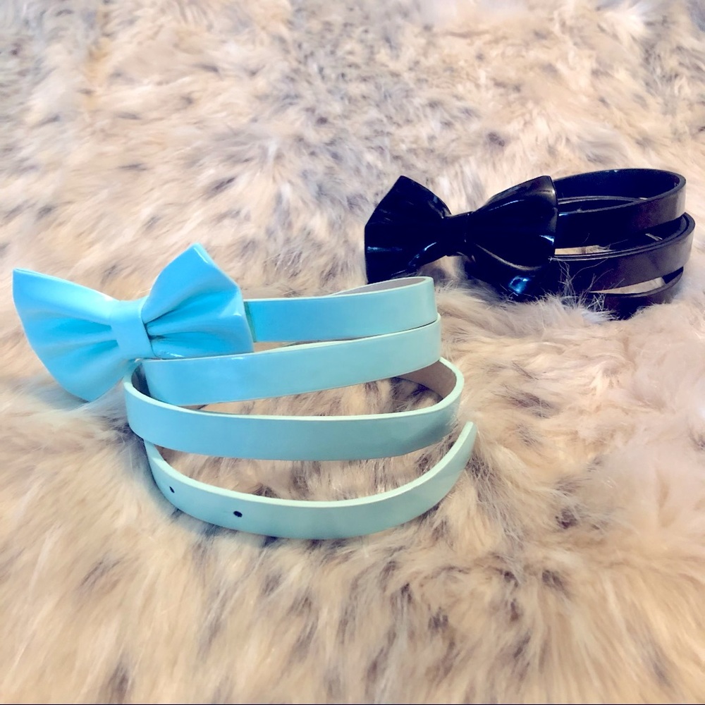 Wet Seal Set of Two Patent Bow Belts